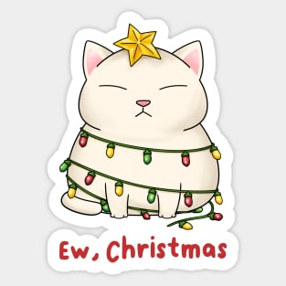 Ew Christmas Cute White Cat Christmas Tree Sticker